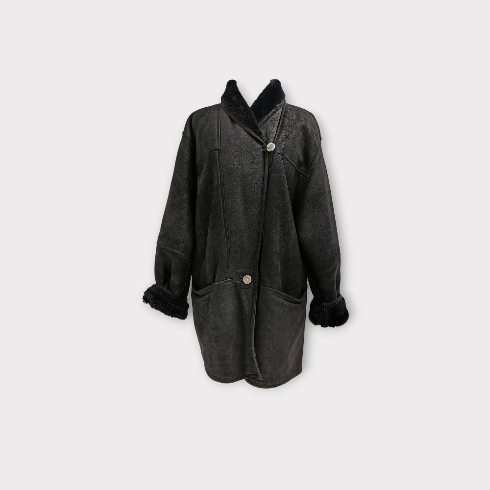Usnjen podložen plašč Shearling