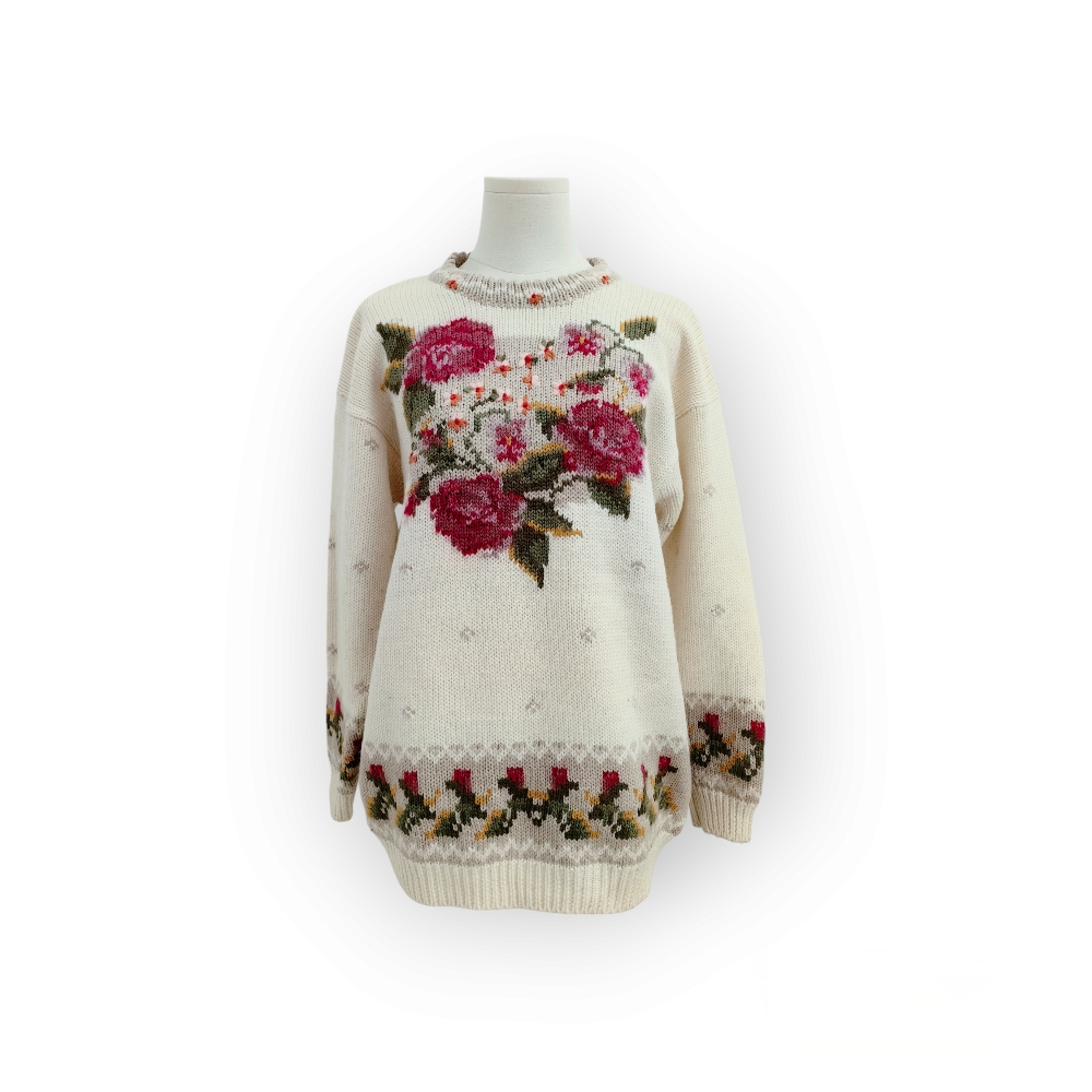 Vintage pulover s potiskom vrtnic